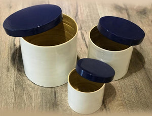 Spun Bamboo Round Jar with Lid ( set of 3)