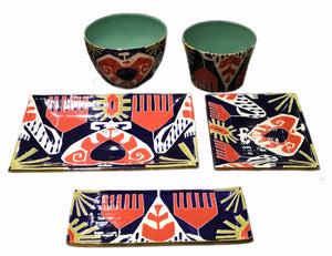 Red Ikat Bowls and Trays