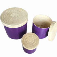 Load image into Gallery viewer, Spun Bamboo Round Jar with Lid ( set of 3)