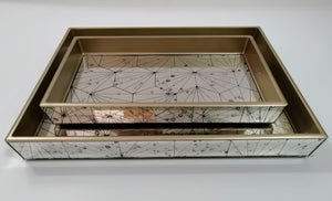 Painted Mirror Tray Set