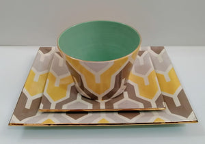 Flame Bowls and Trays (Yellow/Brown)